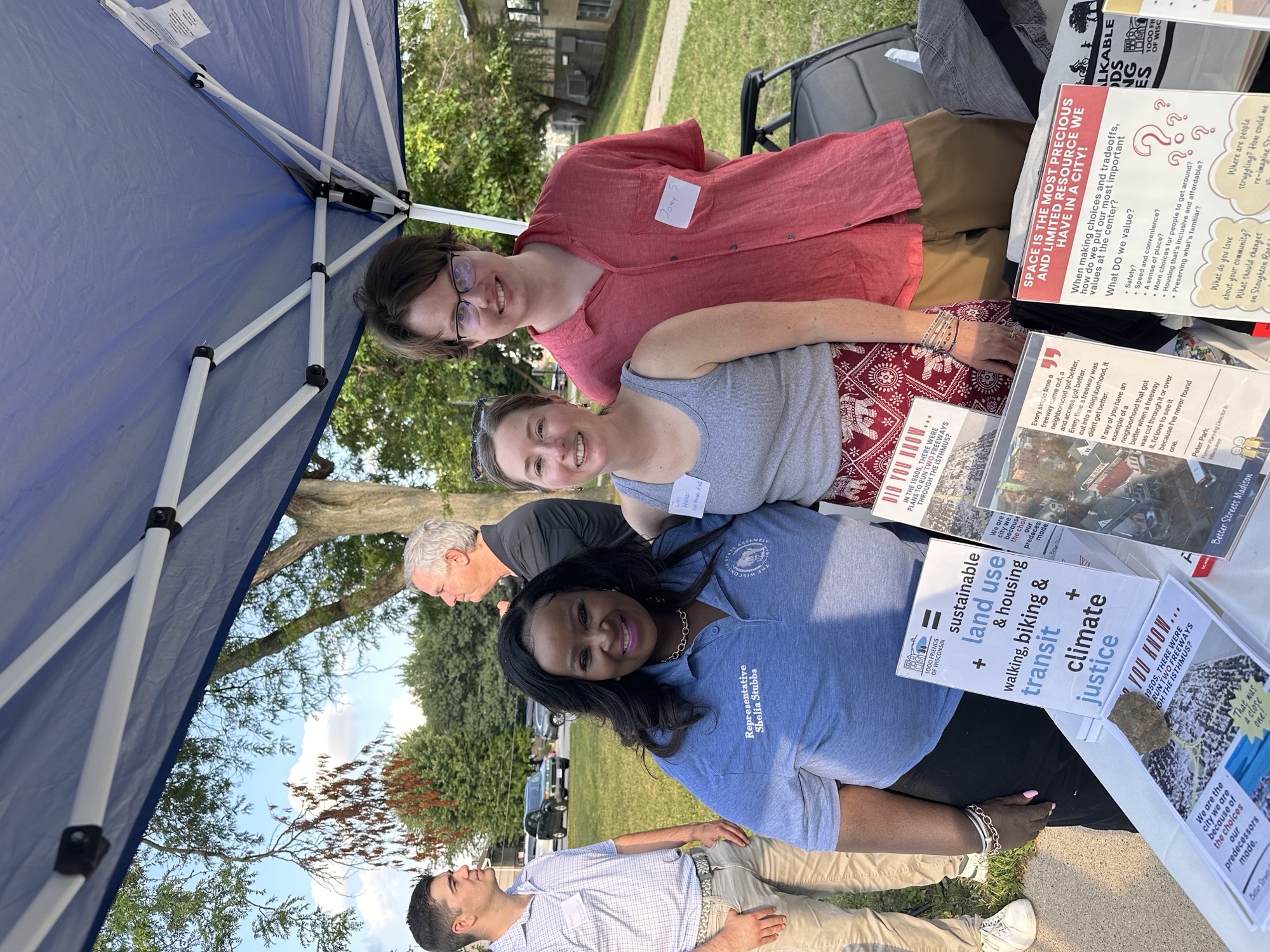 Coalition volunteers with State Representative Shelia Stubbs at the Better Streets Madison booth
